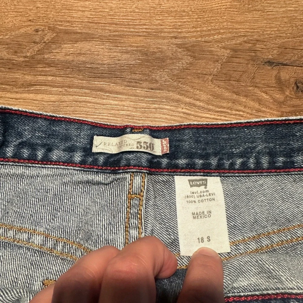Levis 550 Blue Relaxed Tapered Jeans Womens 18 S Medium Wash High Rise‎ Denim